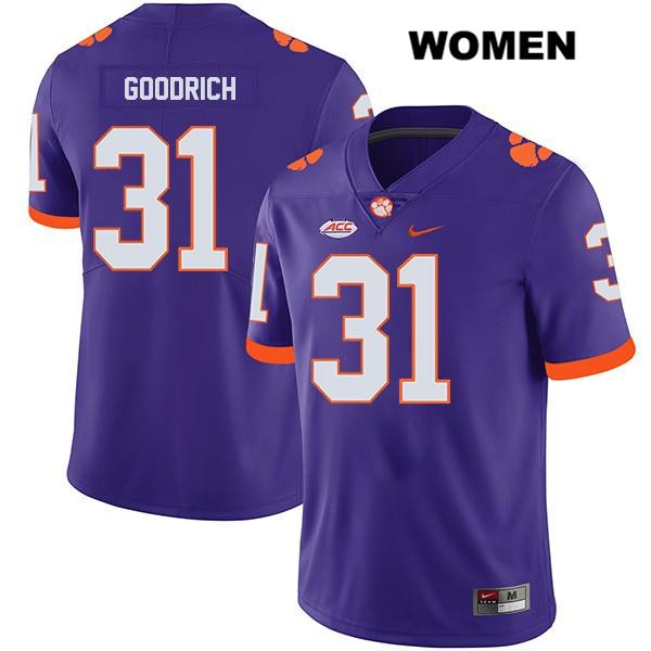Women's Clemson Tigers #31 Mario Goodrich Stitched Purple Legend Authentic Nike NCAA College Football Jersey IFM2846VK